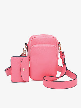 M2080-COR.PK Parker 3comp Crossbody w/ pouch - Coral Pink