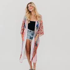 Peacock Summer Kimono Lavender