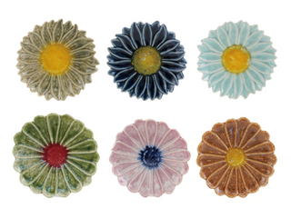 Stoneware Reactive Glaze Flower Shaped Plate - 6 Colors