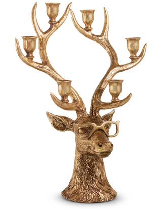 20.5" Deer With Glasses Candelabra