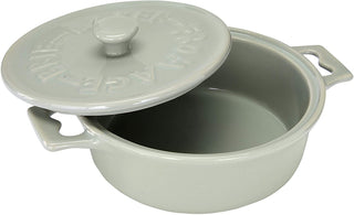 DA2320A 7Ó Rnd x3Ó H Stoneware Baker w/ Spreader Grey/White