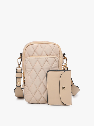 M2080QLT-TN Parker Quilted 3comp crossbody w/ pouch - Tan