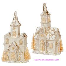 Mercury Glass Lighted Church Asst. 9Ó