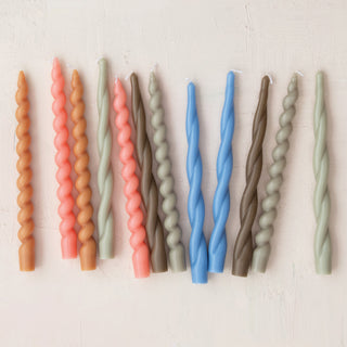 Unscented Grey Twisted Taper Candles in Box