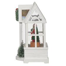 7.2" H Lighted Swirl Plant Shop With Santa