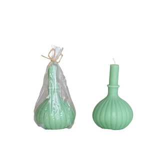 Unscented Mint Taper in Pleated Vase Shaped Candle