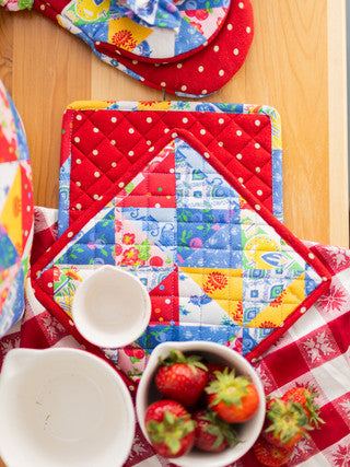 Primary Patchwork Multi Pot Holder Set of 2