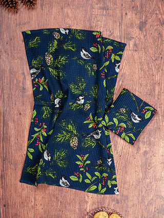 Chickadee Tea Towel Navy