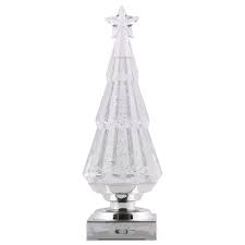 4016313 Lighted Clear Tree With Silver Swirling Glitter 11.75Ó