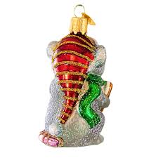 12625 Grey Caroling Mouse Ornament - OWC