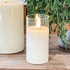 Clear glass ivory pillar 2x4 candle Raz imports