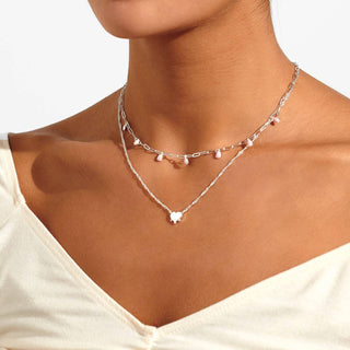 Stacks of Style - Pink Enamel Silver Necklace