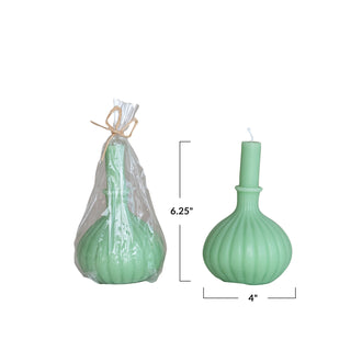Unscented Mint Taper in Pleated Vase Shaped Candle