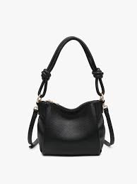 Chicago Shaped Shoulder Bag w/ Knotted strap - Black