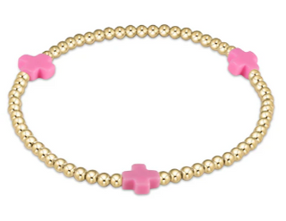 Signature Cross Gold Bright Pink 3mm Bracelet