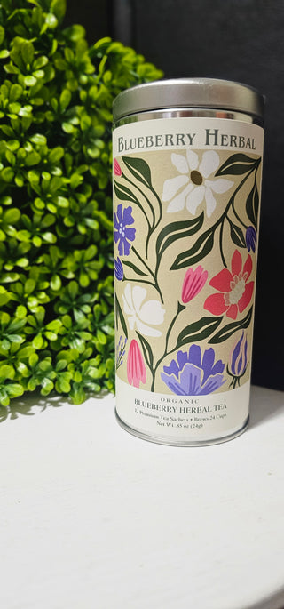 Tall Silver Tea Tin - Organic Blueberry Rooibos