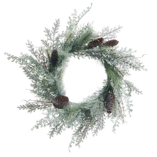 Iced Mixed Greenery Wreath 28"