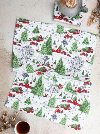 Yuletide Tea Towel Ivory