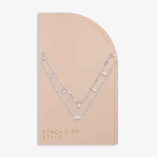 Stacks of Style - Pink Enamel Silver Necklace