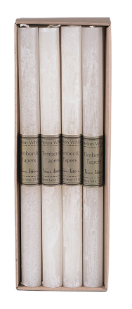 Timber Taper - Milky White Candle