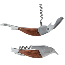 Merbau Wood & Stainless Steel Bird Shaped Bottle Opener/ Corkscrew