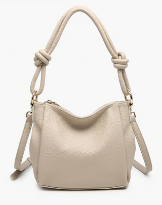 Chicago Shaped Shoulder Bag w/ Knotted Strap - Greige