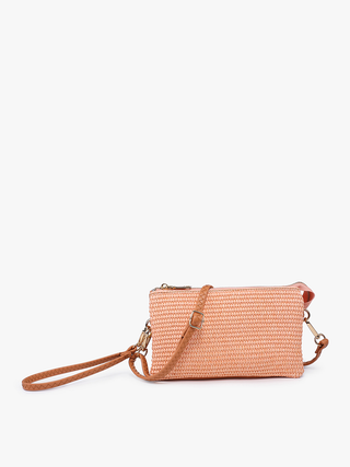 M013STW-COR Riley Straw Crossbody - Coral