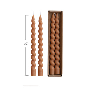 Unscented Tan Twisted Taper Candles in Box