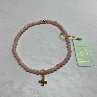 Signature Cross Gold Pink Opal 3mm Bracelet