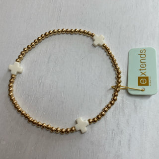 Extends - Signature Cross Gold Off White 3mm Bracelet