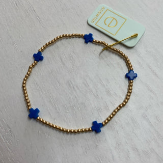 Signature Cross Small 2mm Bracelet - Cobalt