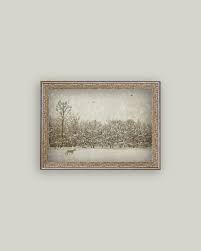Winter Fawn Framed Antique Art 7"x5"