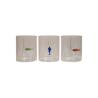 12oz Hand Blown Drinking Glass with Fish Hook/3 styles