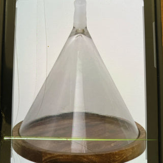 Glass Cone Shaped Mango Wood Base Cloche, 10" L x 10" W x 11" H