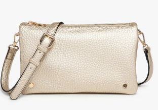 Phiona Studded Flapover Crossbody - Light Gold