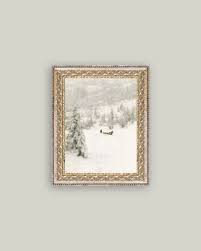 Winter Landscape Framed Antique Art 10"x8"