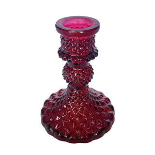 Embossed Recycled Glass Taper Holder, Burgundy